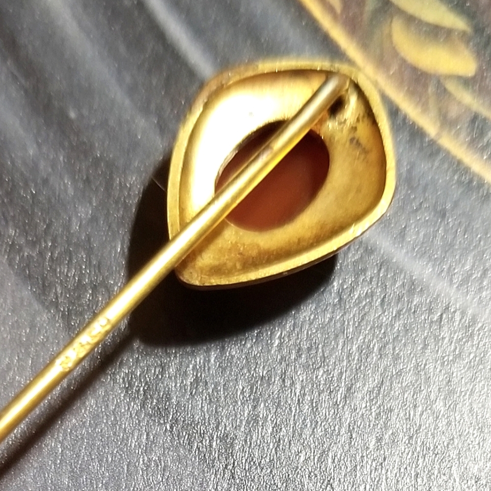 Antique Hard Stone Cameo Stick Pin PSCO - Picture 4 of 8